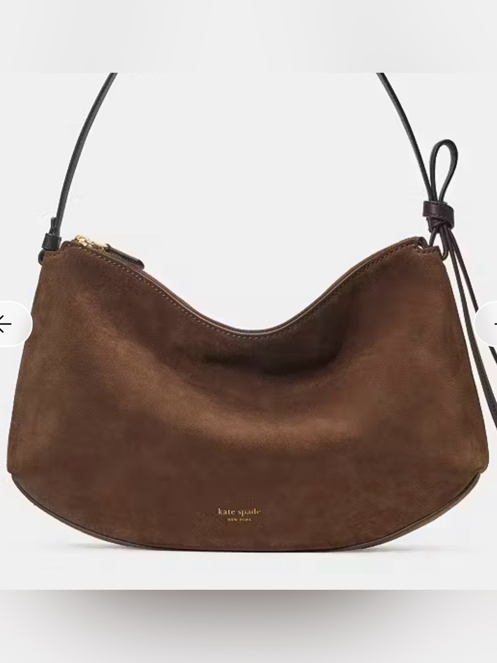 Kate Spade Loop Suede Large Shoulder Bag Hot Fudge Brown - Picture 14 of 16